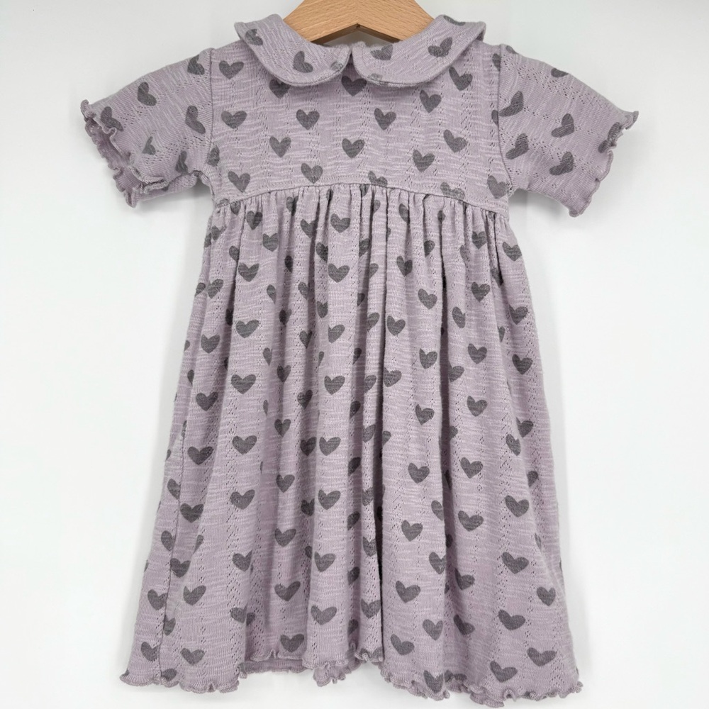 Kate Quinn Pointelle‎ Heart Print Short Sleeve Dress 12-18 months